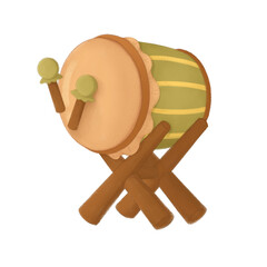 Hand-drawn illustration of a traditional Bedug drum, commonly used in Indonesia and Malaysia during Ramadan and Eid celebrations. Comes in warm, earthy tones with a transparent background for easy use