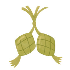 Hand-drawn two ketupat illustrations, a traditional Indonesian and Malaysian dish symbolizing celebration and togetherness during Ramadan and Eid. Rendered in soft, earthy greens with a transparent 