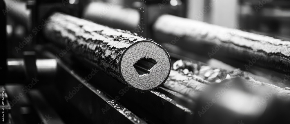 Poster close-up shot of a wooden part on a machinery device