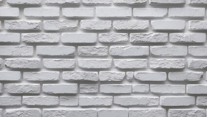Fototapeta premium White brick wall texture with uneven surface, featuring light gray tones, providing an ideal backdrop for text or design elements, ample copyspace.