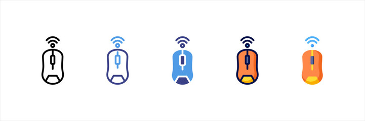 Wireless Mouse Multi Style Icon Set
