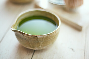 Close up pure matcha green tea