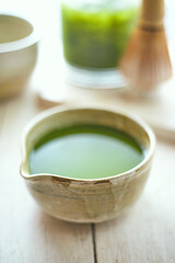 Close up pure matcha green tea
