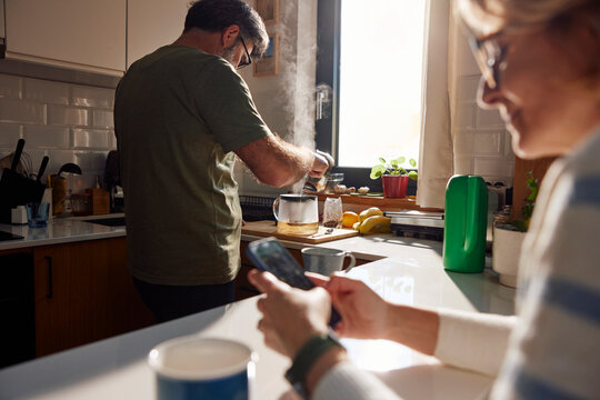 Couple spend time at home together