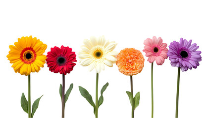 Colorful Gerbera Daisies Vibrant Flower Bouquet on transparent background