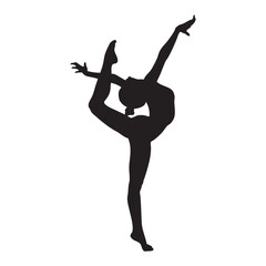 Silhouette of a gymnast in a dynamic and elegant pose.

