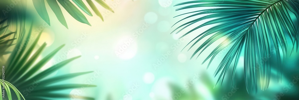 Aufkleber tropical backdrop featuring vibrant palm leaves with a fresh and adventurous vibe in green and teal 