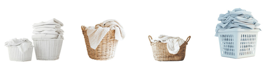 Obraz premium Laundry Baskets with White Towels – Clean Washing Load