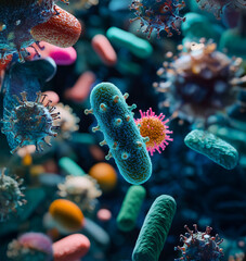 The image of bacteria under a microscope that feels like an illustration