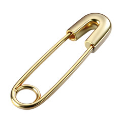 3D Polished Gold Safety Pin with Smooth Metallic Reflections