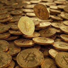 bitcoins on a black background