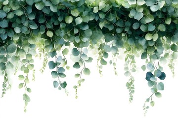 Lush Greenery Cascade: Elegant Nature-Themed Design for Print and Decor