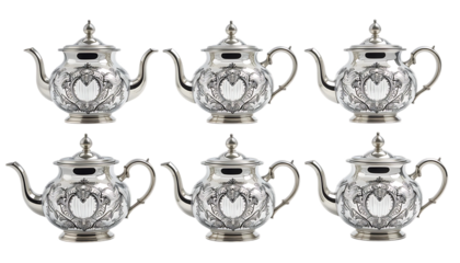  Elegant silver teapot with glass insert png