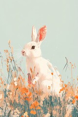 Futuristic Robotic Rabbit Art - Futuristic Robotic Rabbit Hop in Futuristic Robotic Rabbit Meadow