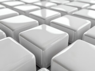 Fototapeta premium Gleaming White Cubes: A Minimalist 3D Abstract Composition