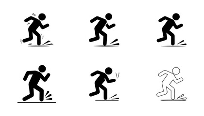 Running Stick Figure Icons Set