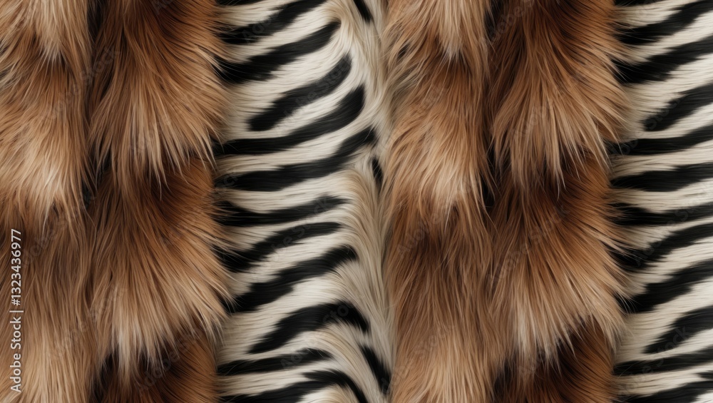 Aufkleber Exotic brown and black striped furry animal skin pattern with soft texture, ideal for design elements or text layout in creative projects