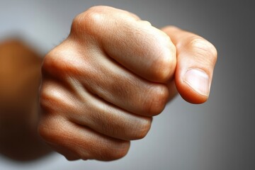 Close-up of a clenched fist, capturing power and determination