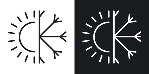 Hot and cold icons pack in solid style