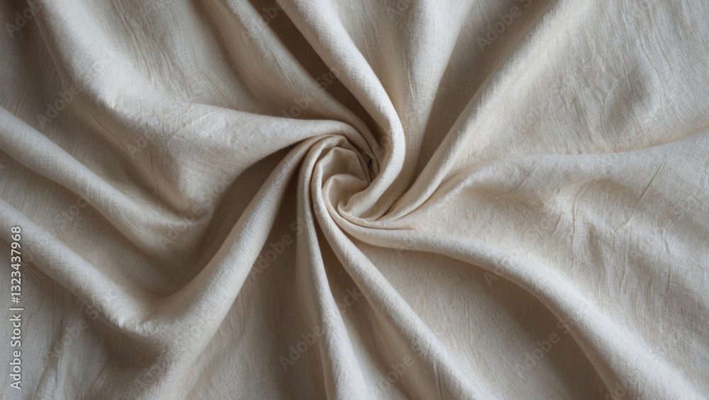 Poster cream colored fabric texture backdrop with swirling pattern, showcasing soft, smooth fabric drape id