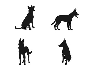 Belgian Malinois Dog Silhouette. Belgian shepherd dog Malinois - isolated vector illustration. Vector, isolated silhouette of Belgian Malinois. Vector illustration isolated on a white background.