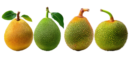  Jackfruit in different ripeness stages isolated on white background
