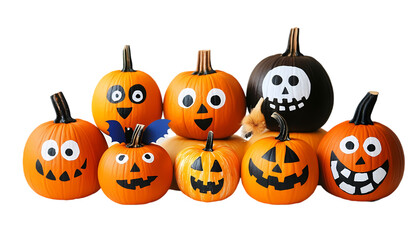 Adorable Mini Pumpkins Cute Halloween Decor Ideas on transparent background