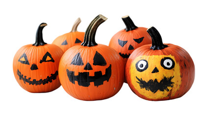 Cute Mini Halloween Pumpkins on transparent background