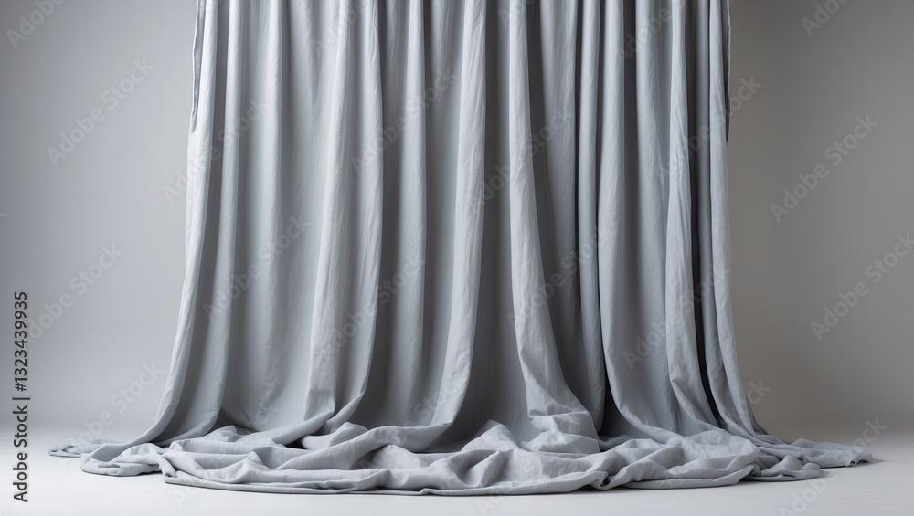 Aufkleber Light gray draped canvas backdrop with soft folds positioned centrally, providing ample copy space for portraits or product photography.