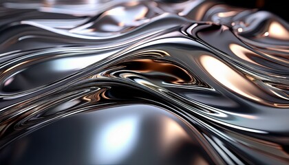 Ultra-glossy liquid chrome background, featuring a futuristic fluid metal surface with realistic depth. Perfect for tech, modern design, and sleek, high-end projects