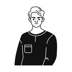 A cute outline male character in the doodle style. Vector