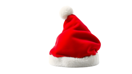 red Santa hat isolated on transparent background Generative Ai.