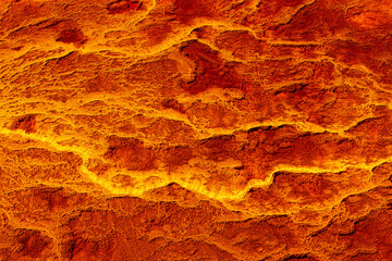 Fiery textures in abstract mineral landscape