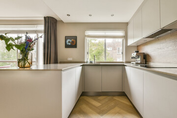 Bright and stylish kitchen featuring sleek cabinetry, a functional layout, and contemporary decor elements that enhance the overall aesthetic.