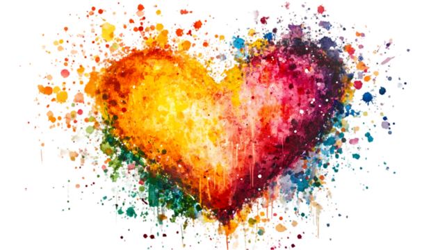 Colorful Heart Love Passion Abstract Art on transparent background