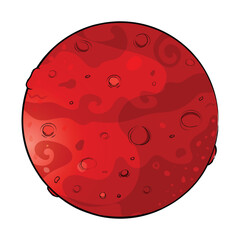 Mars planet vector. Globe Mars texture map in flat style. Red planet solar system.