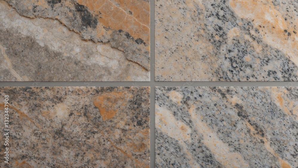 Fototapete granite stone tiles featuring a matte finish with earthy tones of gray and orange, arranged in a squ