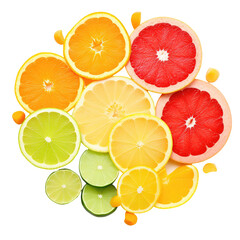 Obraz premium lemon and orange slices on transparent background 