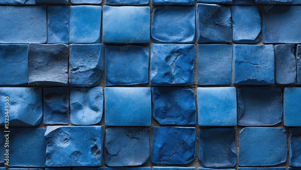 Poster blue abstract tile texture background featuring a variety of square tiles arranged in a grid pattern