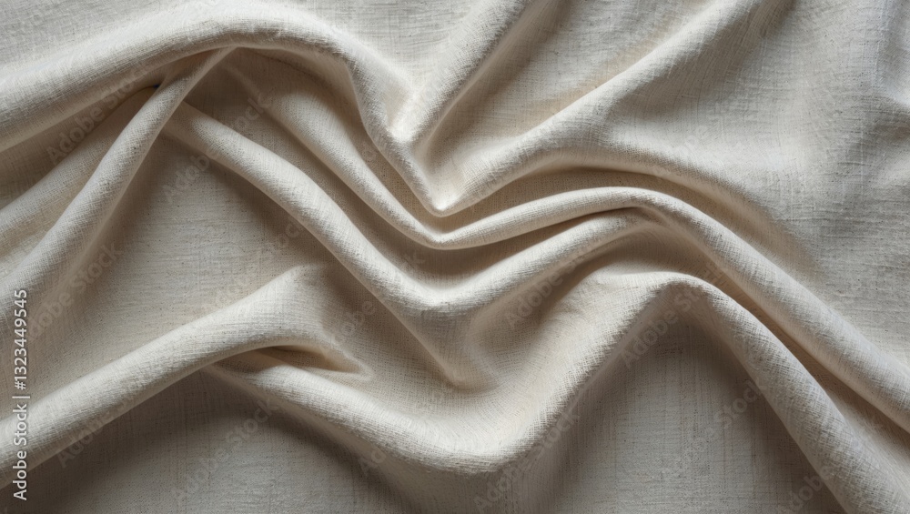 Poster elegant beige fabric texture backdrop with soft, flowing waves and natural creases capturing light f