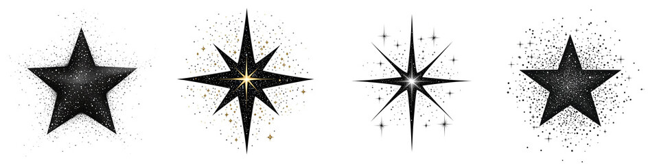 Obraz premium Glittering stars and sparkles design pattern on transparent background