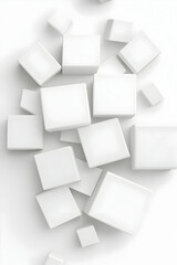 Abstract white cubes, geometric shapes, 3D illustration