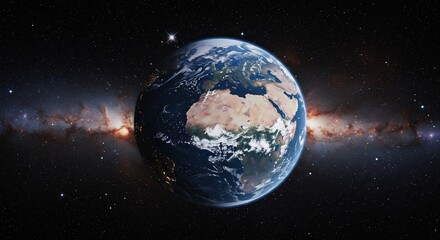 Fototapeta premium Stunning Earth image cosmic background softly lit. AI Generated