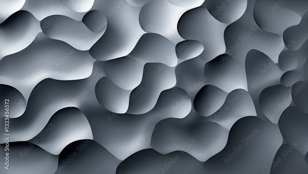 Leinwandbilder abstract grey gradient backdrop featuring wavy, three-dimensional forms in shades of charcoal and si
