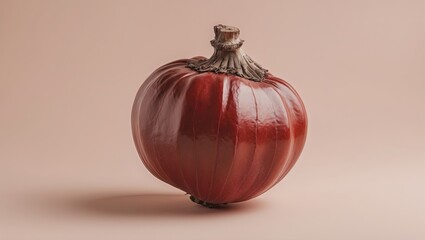 Glossy horse chestnut on a soft pastel background featuring warm beige hues with a clear clipping path for versatile use and presentation.