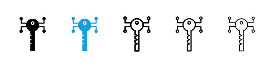 Digital key icons vector set for web designs