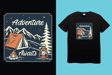 Camping t shirt design vector file. Mountain camping t shirt. Gift t-shirt for men.