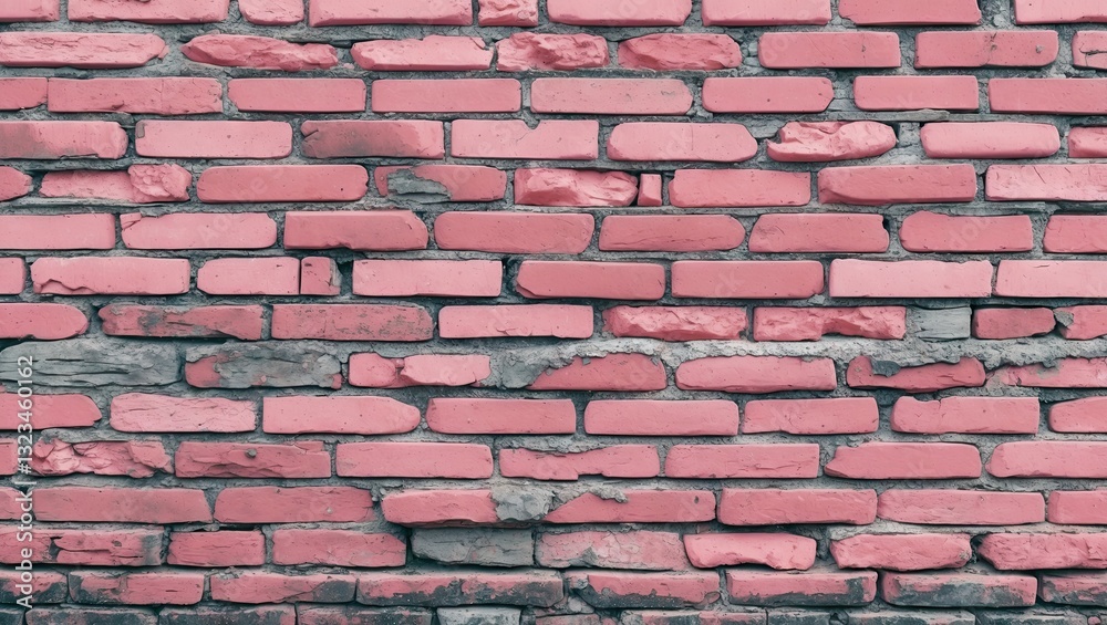 Aufkleber aged pink brick wall with a horizontal arrangement showcasing various shades of pink and subtle gray