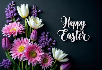 Happy Mother's Day and Happy Birthday Card with Colorful Flower Bouquet