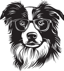 border collie dog with glasses